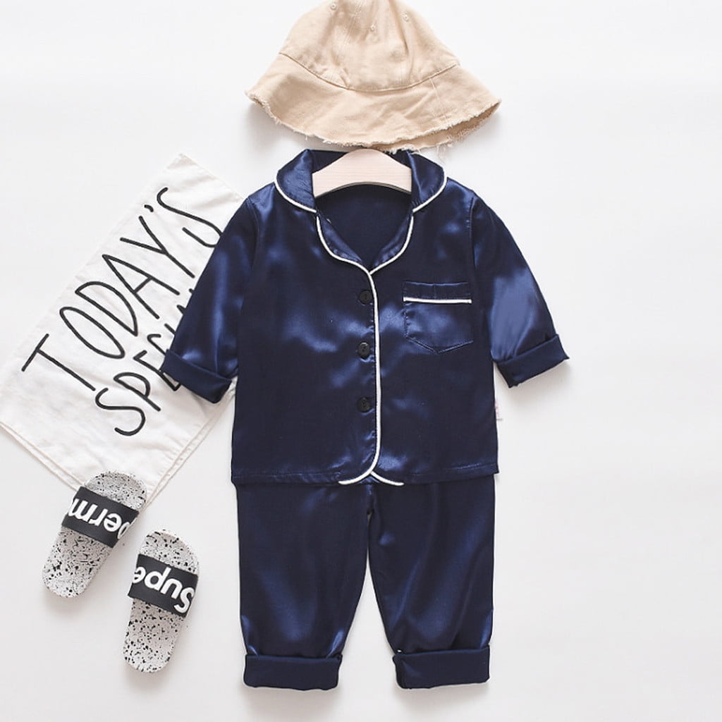 biudgviw Boys Girls Outfits Fall Comfy Collared Long Sleeve Buttons down Shirts Soft Wide Leg Pants 2 Piece Lounge Sets for Children
