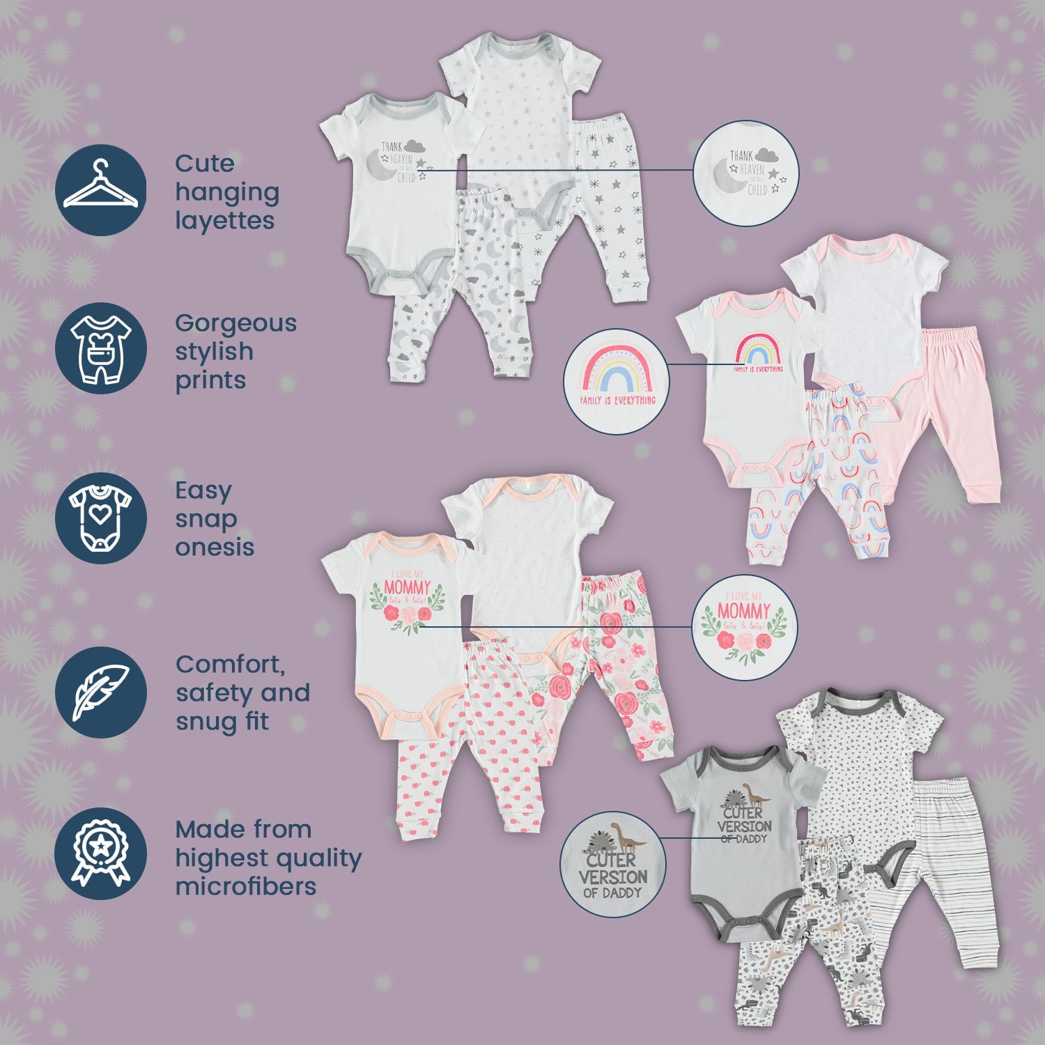 Baby Gear Baby Girl 4 PC Jogger Set, Sizes Newborn-9 Months