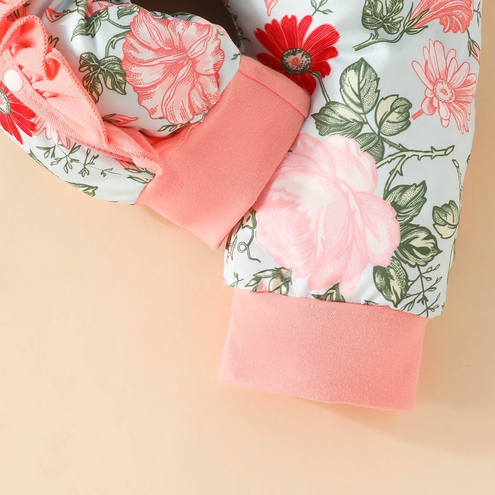 Baby Girls One-Pieces Long Sleeve Floral Print Pullover Romper Jumpsuit Cute Dailywear One-Pieces Clothes