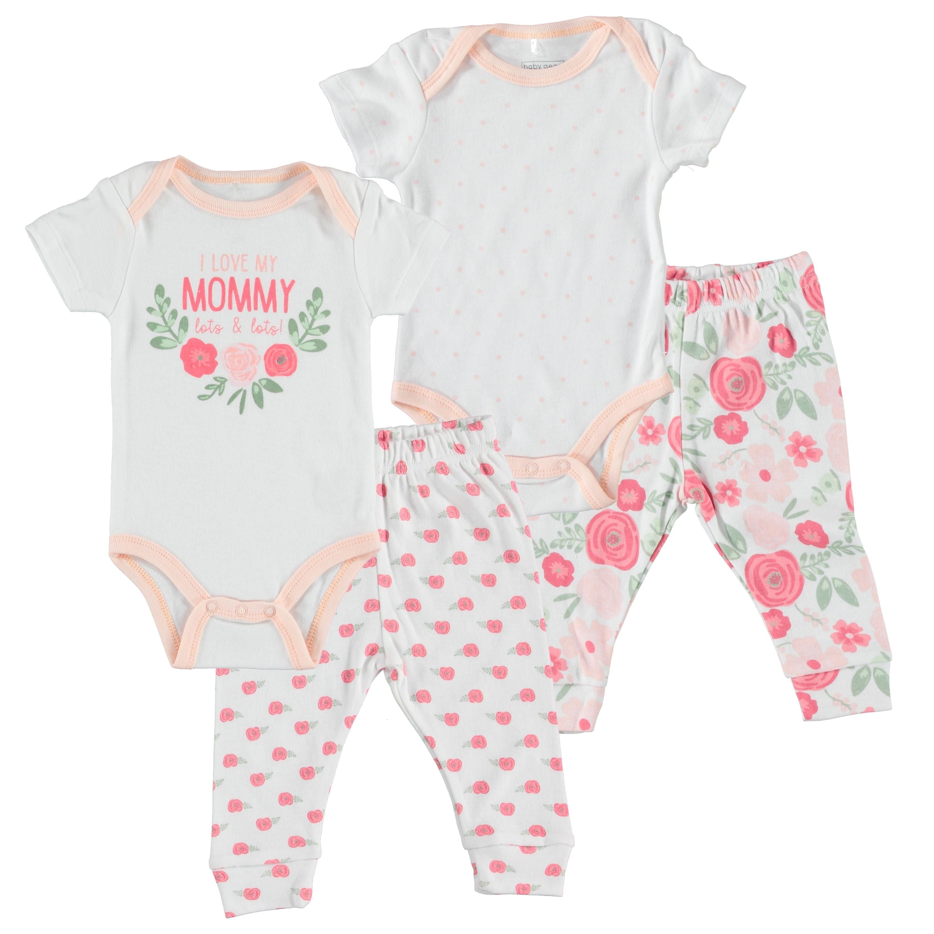 Baby Gear Baby Girl 4 PC Jogger Set, Sizes Newborn-9 Months